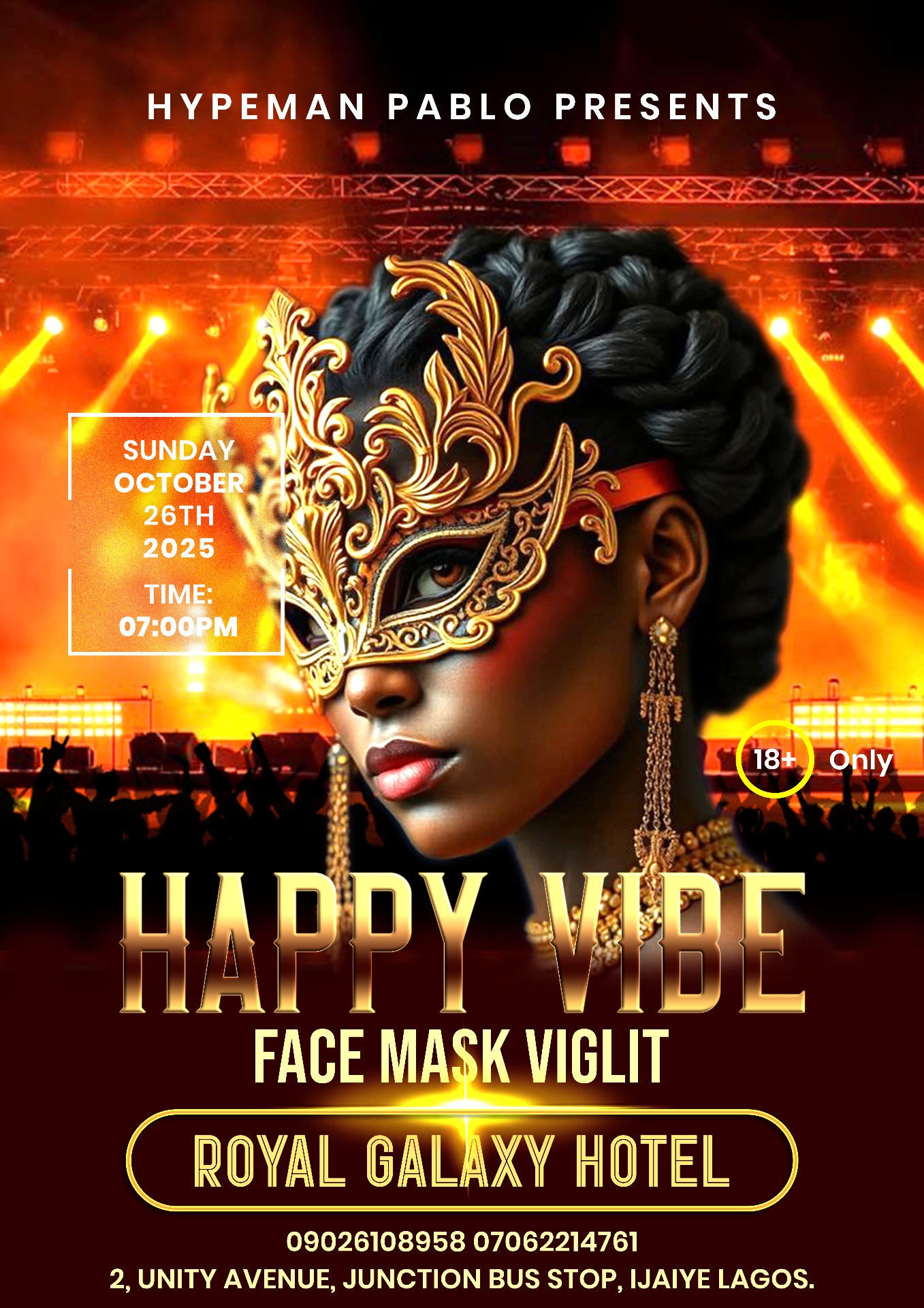 Happy Vibe — Face Mask Night — Poster Design